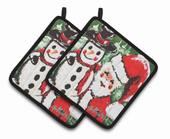 Friends Snowman and Santa Claus Pair of Pot Holders