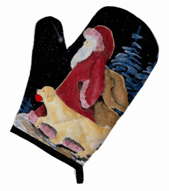 Santa Claus with  Golden Retriever Oven Mitt