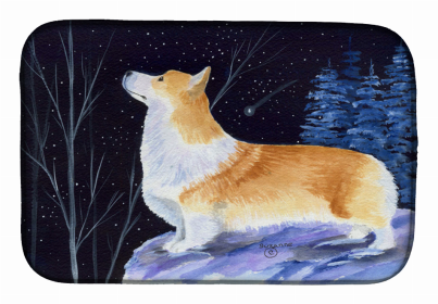 Starry Night Corgi Dish Drying Mat