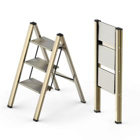 3-level ladder, foldable step stool with wide anti slip pedals, lightweight aluminum ladder, suitable for portable stairs in homes, kitchens