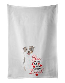 NEW Australian Shepherd Red Merle Tricolor #1 so Loved Kitchen Towel Set of 2 White Dish Towels Decorative Bathroom Hand towel for Hand, Face, Hair