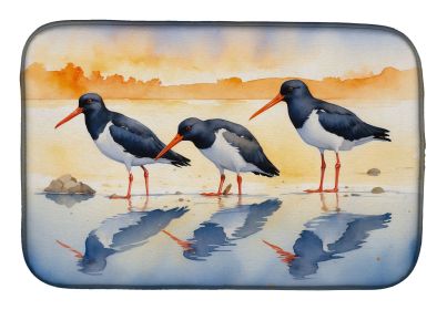 Oystercatchers Foraging Dish Drying Mat Absorbent Dish Drying Mat Pad for Kitchen Counter Dish Drainer Mat for Countertop, 14 x 21", Multicolor