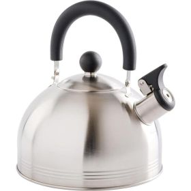 2.1in stainless steel kettle with whistle function - insulated handle for safe operation - perfect for camping kitchens and office lounges