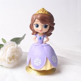 Cake Decorative Ornaments 2nd Generation Princess Elsa Princess Anna Hand-made Model Scene Decoration (Option: Sofia Gold Background)