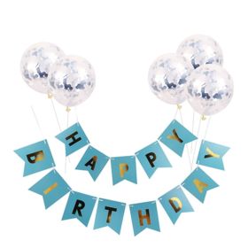 Happy Birthday Lettering Banner Rose Gold Multicolored Balloons (Option: G)