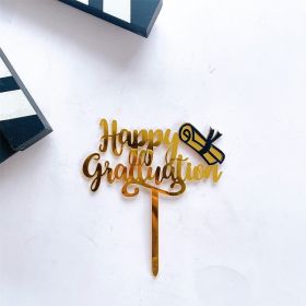 1Pc Graduation Party Decor Cake Toppers Acrylic Letter Hats Cake Flags Congrat Grad for Class Graduate Party Decorations (Option: F)