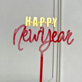 Acrylic New Year Cake Decoration Happy New Year Party Plugin (Option: Star)