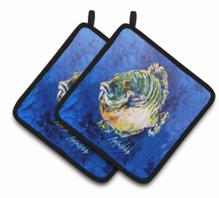 Fish Pair of Pot Holders (Color: Blue Gill, size: 7.5 x 7.5)