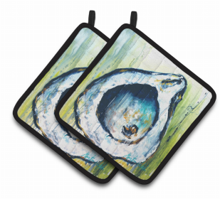 Oyster Pair of Pot Holders (Color: Blue Rock Oyster, size: 7.5 x 7.5)