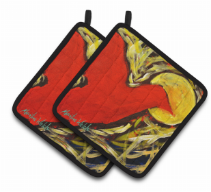 Crow Pair of Pot Holders (Color: Crow at Midnight, size: 7.5 x 7.5)