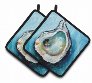 Oyster Pair of Pot Holders (Color: Oyster J Mac, size: 7.5 x 7.5)