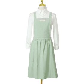 Apron Korean Retro Kitchen Flower Shop Art Painting Work Clothes Small Apron (Option: Bean Green)