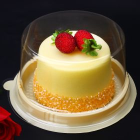 Cake Packaging Box Transparent Round Blister Box (Option: Yellow-100pcs-5inch)