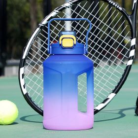 Large Capacity Straw Cup Gradient Plastic Water Bottle (Option: Gradient blue cover-1.6L)