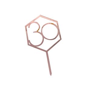 Cake Insertion Anniversary Birthday Cake Decoration Baking Decoration (Option: Rose gold-Style30)