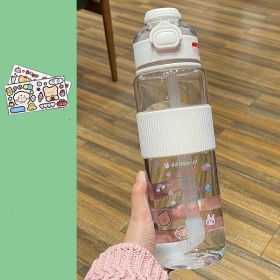 Portable Portable Large Capacity Portable Plastic Cup (Option: White 1100ml-With Matching Stickers)