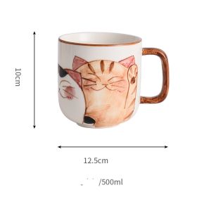 Japanese Style Hand Drawn Cat Ceramic Coffee Cup (Option: Mug Short-400to650ml)