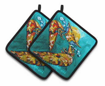 Crab Pair of Pot Holders (Color: Crab Beam of Light, size: 7.5 x 7.5)