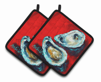 Oyster Pair of Pot Holders (Color: Open up Oyster, size: 7.5 x 7.5)