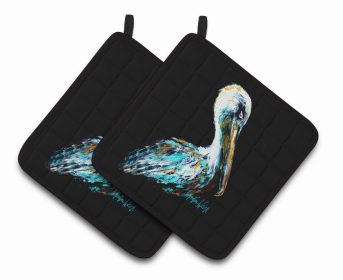 Pelican Pair of Pot Holders (Color: Dressed in Black Pelican, size: 7.5 x 7.5)