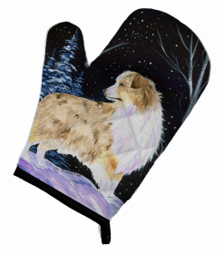 Starry Night Australian Shepherd Oven Mitt (size: 8.5 x 12)