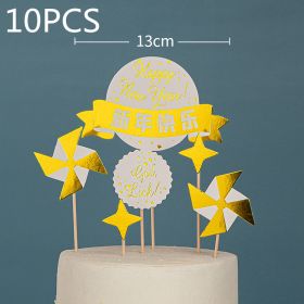 Chinese New Year cake decoration plug-in (Option: 012style-10PCS)