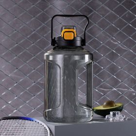 Large Capacity Straw Cup Gradient Plastic Water Bottle (Option: Transparent black-1.6L)