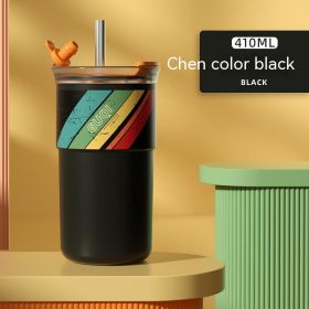 Household Portable Outdoor Traveling Ceramic Inner Pot Water Cup With Straw (Option: Black-410ml)