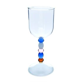 Fashion Bead Goblet Heat-resistant Glass Wine Glass (Option: Color)