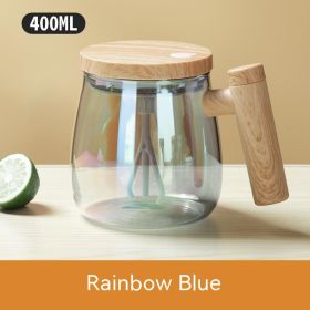 400ML Self Stirring Coffee Mug  Electric Mixing Glass Coffee CupHigh Speed Fast Automatic Coffee Cup For Gyms Dining Room Kitchen Gadgets (Option: Rainbow Blue-400ml)