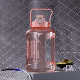 Large Capacity Straw Cup Gradient Plastic Water Bottle (Option: Transparent Pink-2.4L)