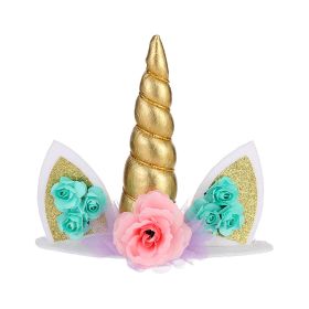 Birthday Cake Decorative Ornaments Topper For Baking (Color: Gold)