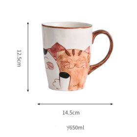 Japanese Style Hand Drawn Cat Ceramic Coffee Cup (Option: Mug High-400to650ml)