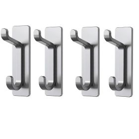 4Pcs Self Adhesive Hooks, Hanging up to 6KG, No-Nail Hook for Back of Door (Color: White)