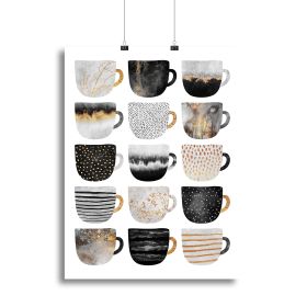 Pretty Coffee Cups Canvas Print or Poster (type: Poster Print, size: 16" x 12" / 42cm x 30cm approx)