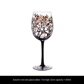 Hand Painted Home Light Luxury Glass Goblet (Option: Red Wine Glass Autumn)