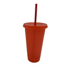 Multi Specification Plastic Straw Design Comfortable Cup (Option: Red glitter-500ml)