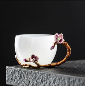 Enamel White Jade Jade Porcelain Colored Glaze Tea Cup (Option: 140ML-Peach Blossom)